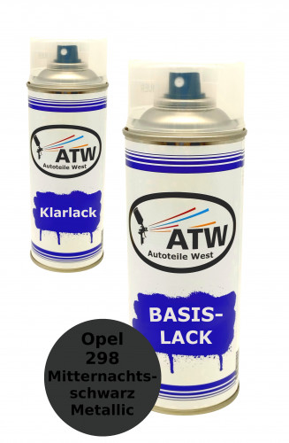 Autolack für Opel 298 Mitternachtsschwarz Metallic +400ml Klarlack Set